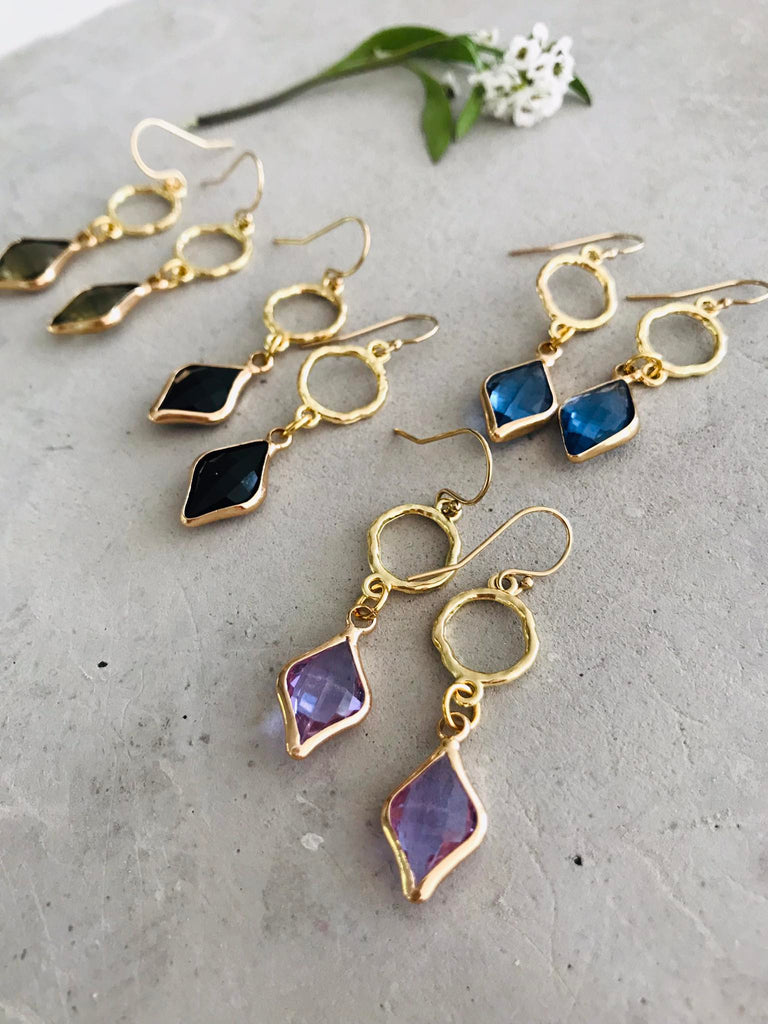 Audrey Juniper Diamond Drop Earrings - Blue