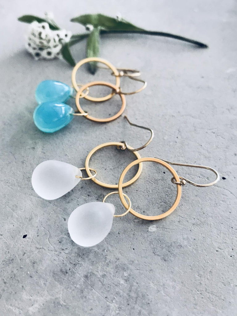 Seaglass Circle Drop Earrings