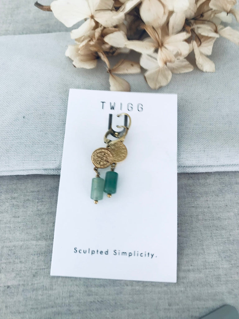 Cylinder Pendant Stone Earring