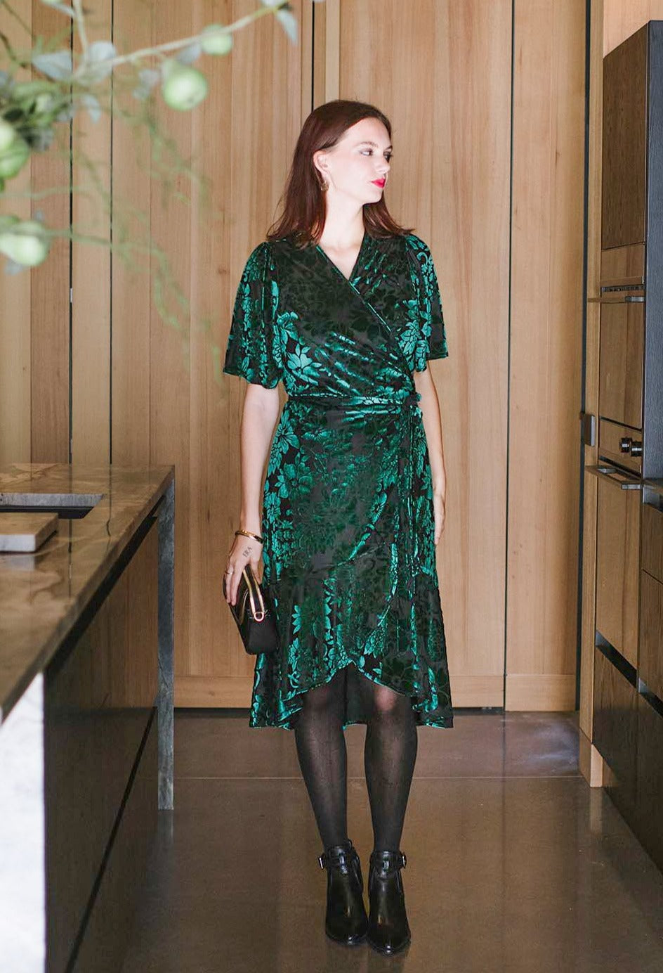 bb dakota green velvet dress BB Dakota West Village Elegant Green Velvet