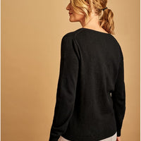 Cashmere Blend V Neck Cardigan, Black