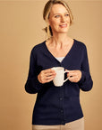 Cashmere Blend V Neck Cardigan, Navy