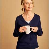 Cashmere Blend V Neck Cardigan, Navy