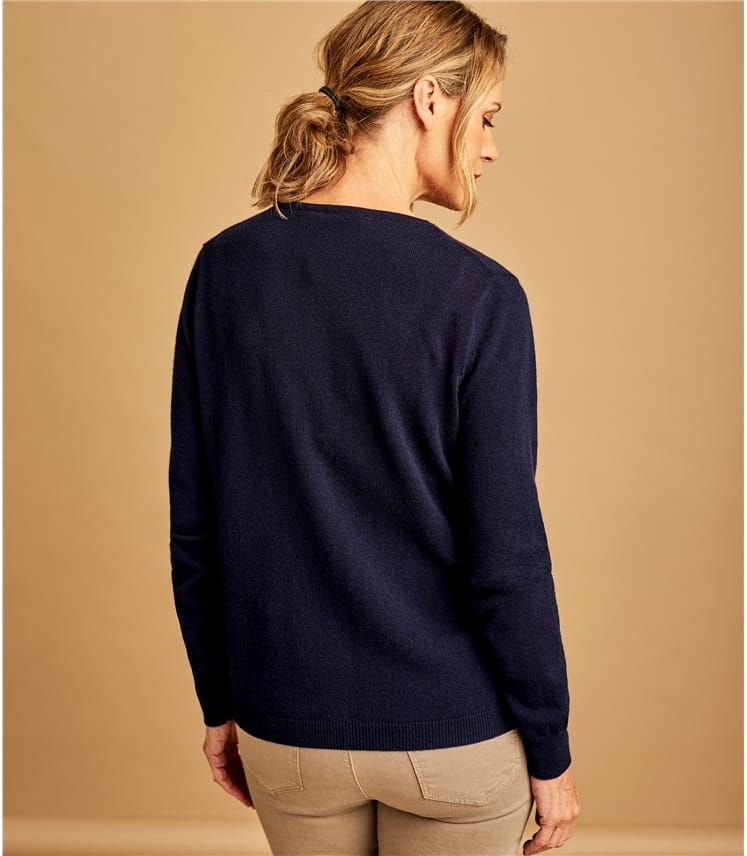 Cashmere Blend V Neck Cardigan, Navy