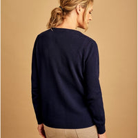 Cashmere Blend V Neck Cardigan, Navy