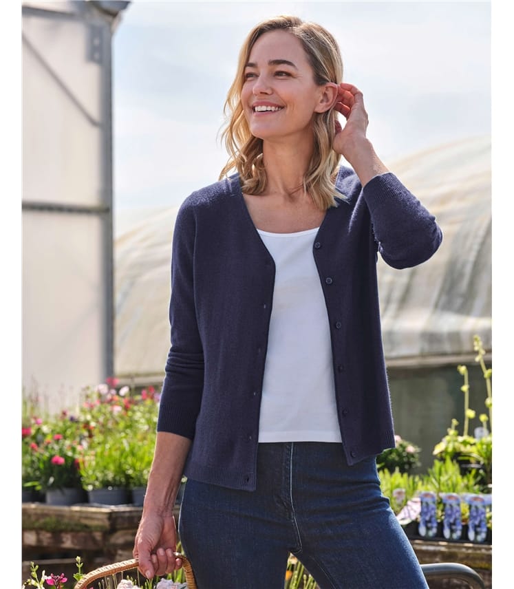 Cashmere Merino V Neck Cardigan