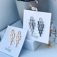Thatched Stud Earring - Silver