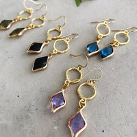 Audrey Juniper Diamond Drop Earrings - Olive