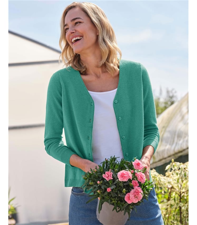 Cashmere Merino V Neck Cardigan