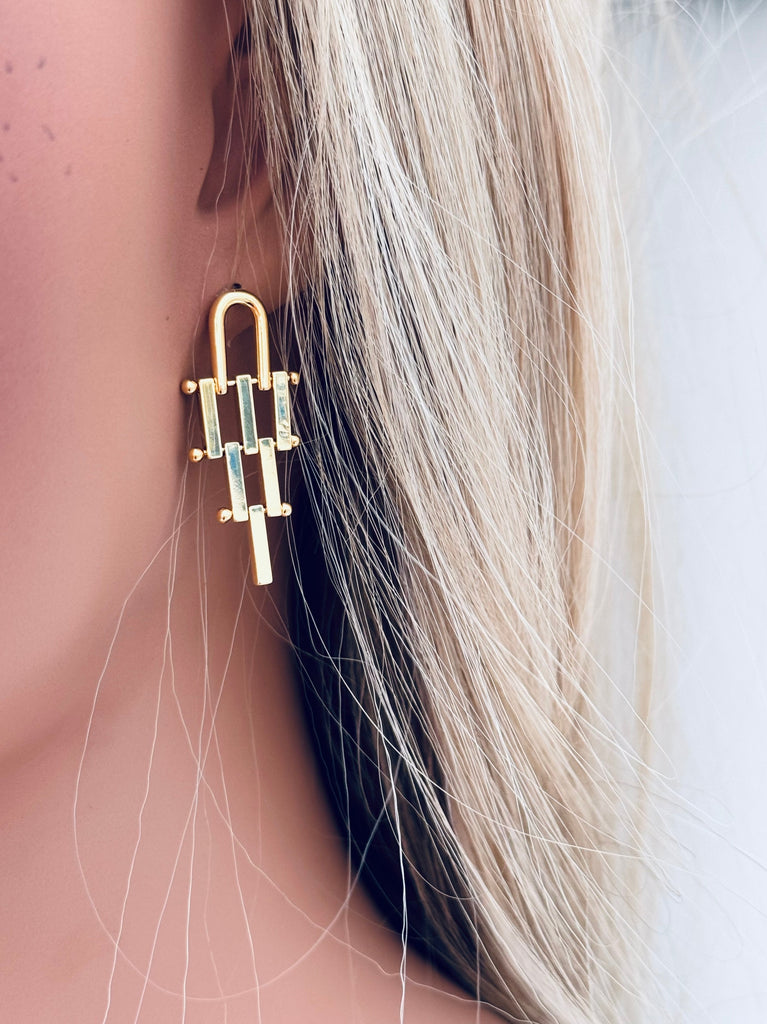 Thatched Stud Earring - Silver