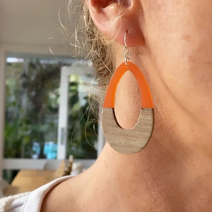 Sea salt sand resin wood earrings