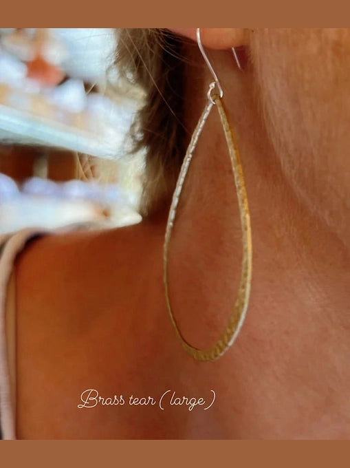 Twigg Chemistry Hammered Tear Earrings - Large