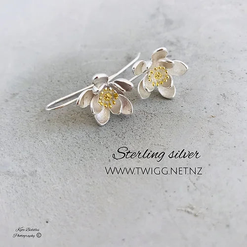 Twigg Blossom Casted Silver Drop Earrings
