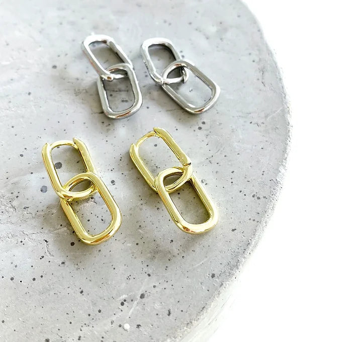 Double D Drop Earrings 925 SS - Silver