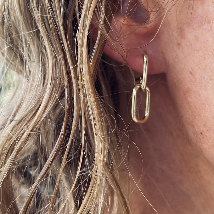 Double D Drop Earrings 925 SS - Silver