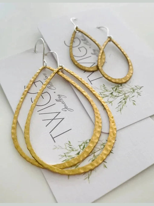 Twigg Chemistry Hammered Tear Earrings - Large