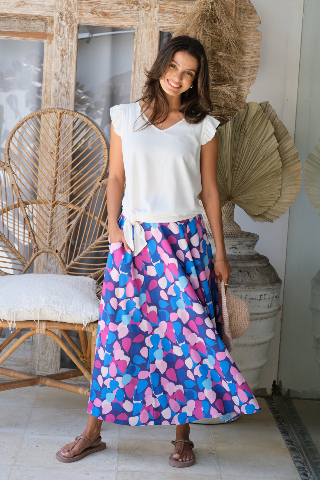 White Tropical Sarong Wrap Skirt – Lucy Rose