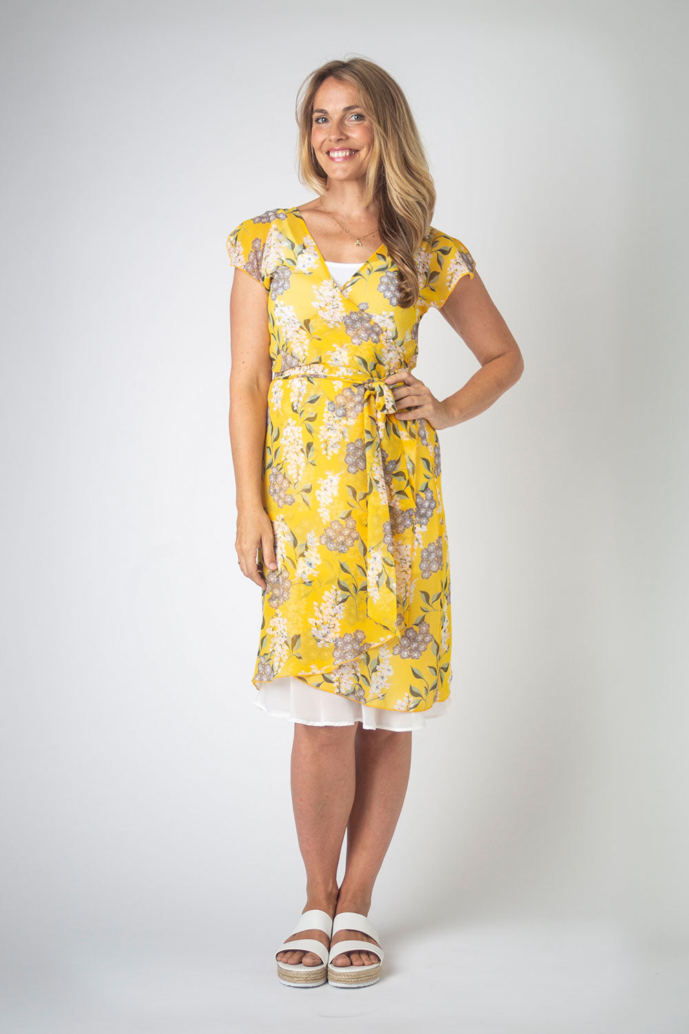 Wrap dress, Yellow Hydrangea 