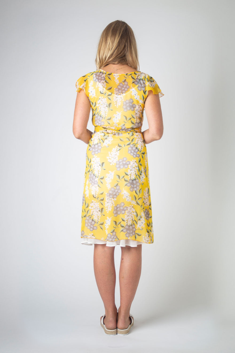 Wrap Dress, Yellow Hydrangea 