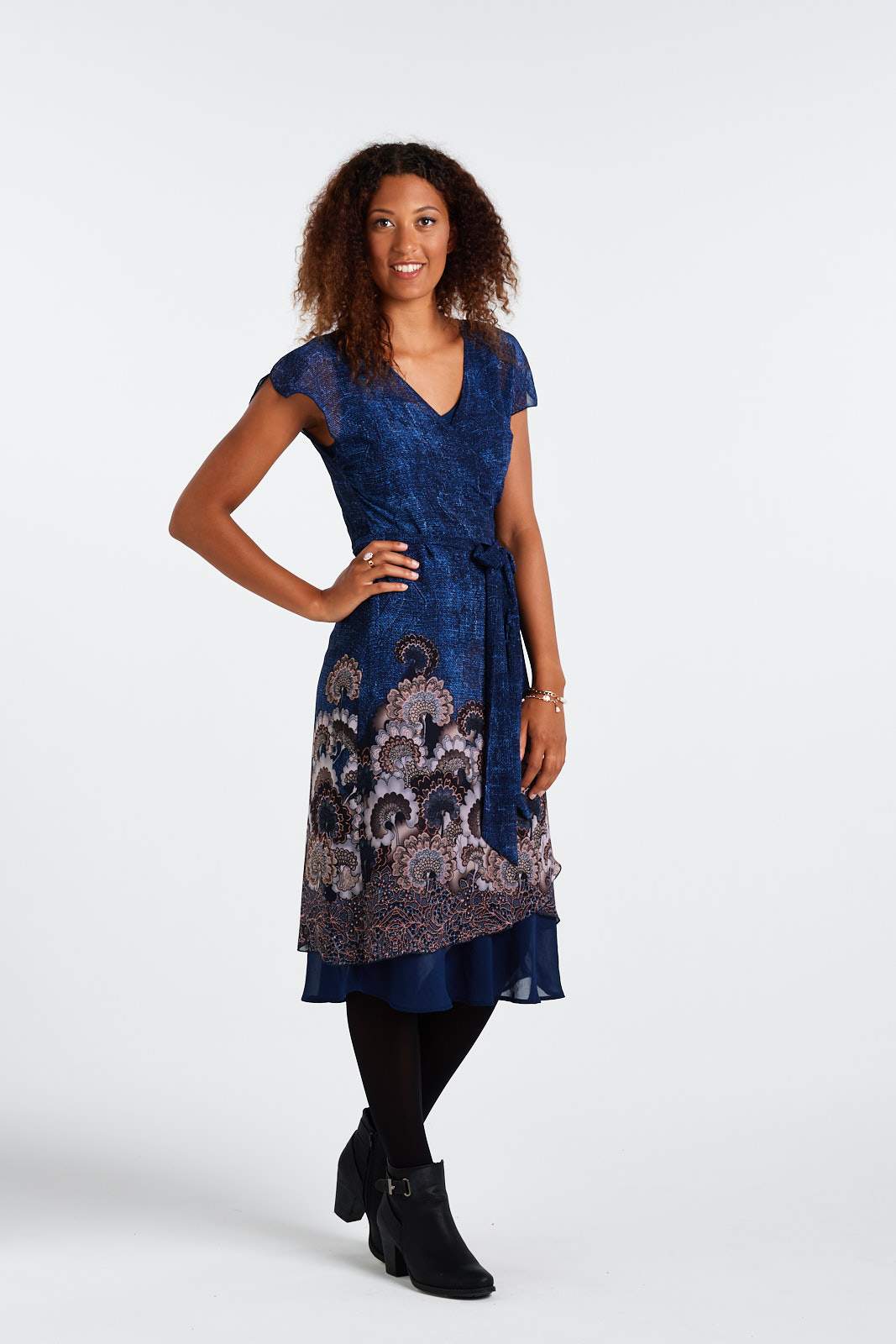 Faithful Slip Navy, worn over the Wrap Dress