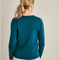 Cashmere Blend V Neck Cardigan, Midnight Green