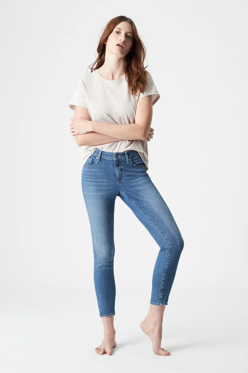 Mavi Women's High Rise Tess Skinny Jeans In Dark Brushed Indigo Shape